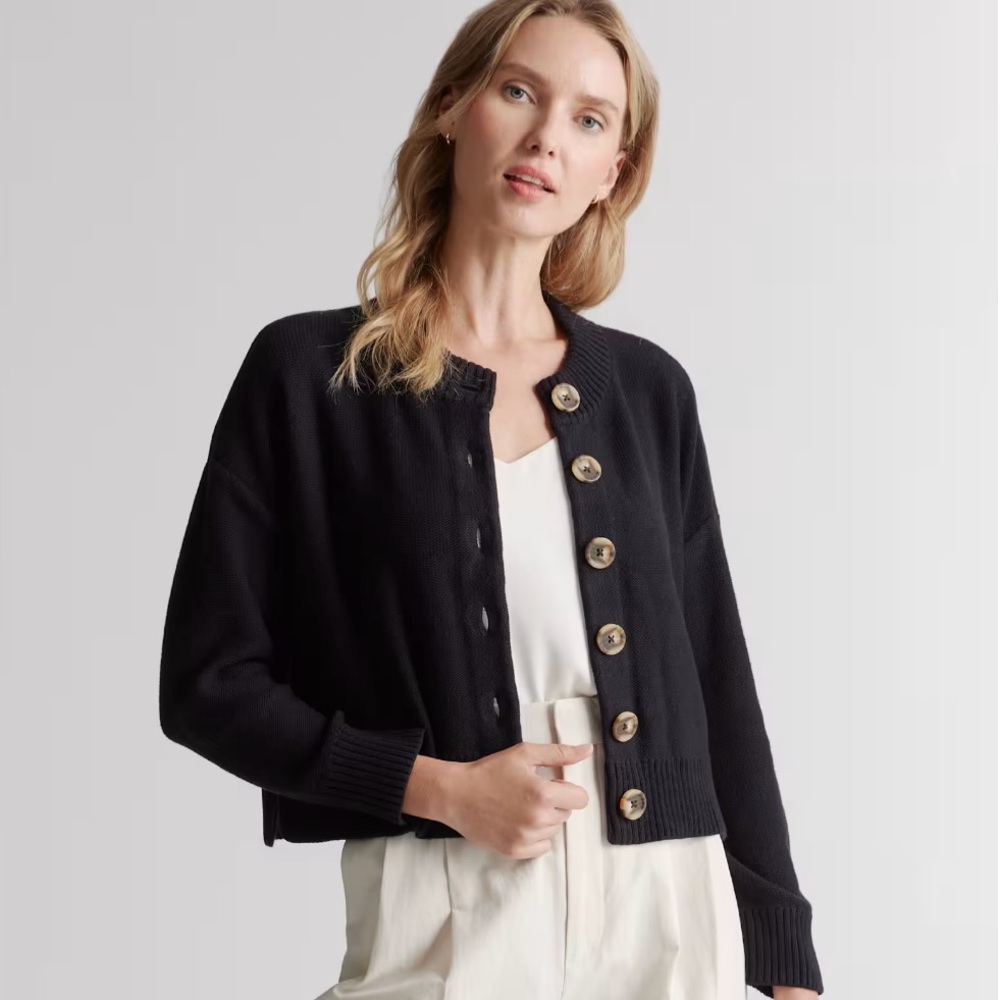 Quince 100% Cotton Cropped Cardigan - Picture 2 of 4